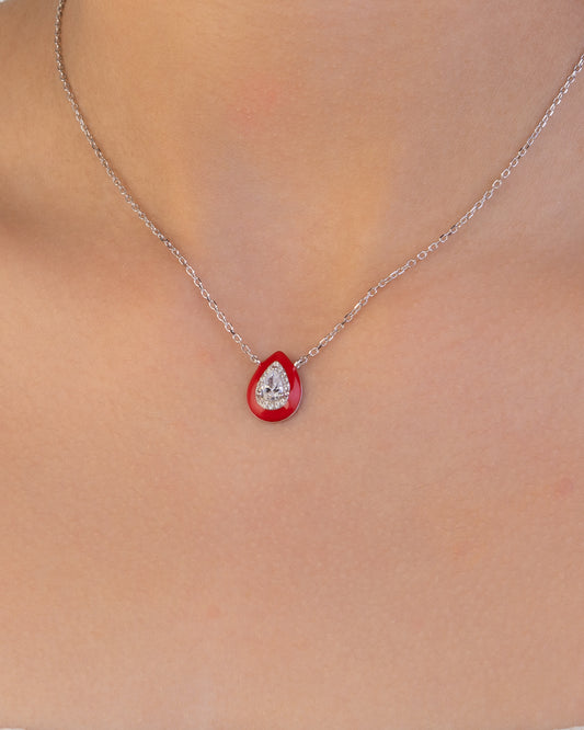 Red Celestia Pear Necklace