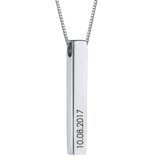 Silver 3D Bar Necklace