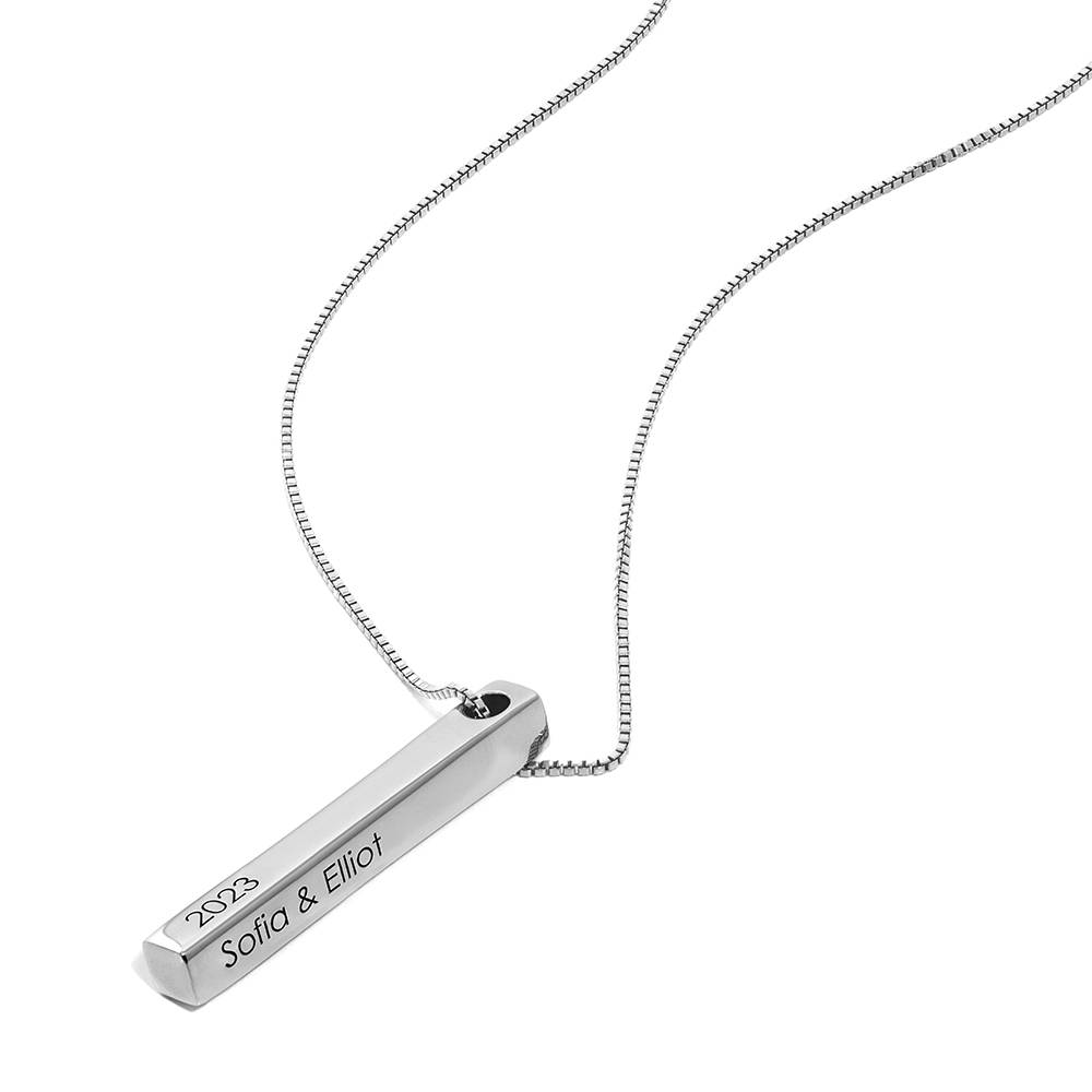 Silver 3D Bar Necklace