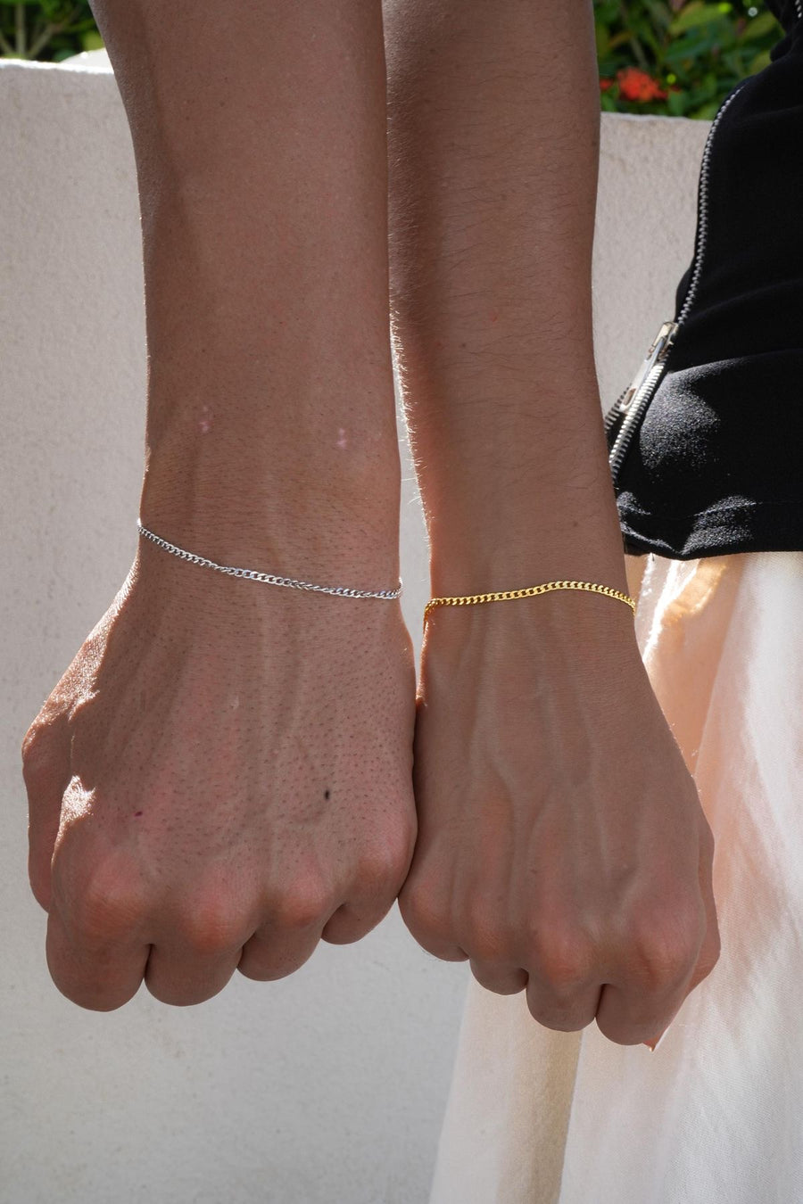 Permanent gold bracelet set, 18K gold-plated stainless steel