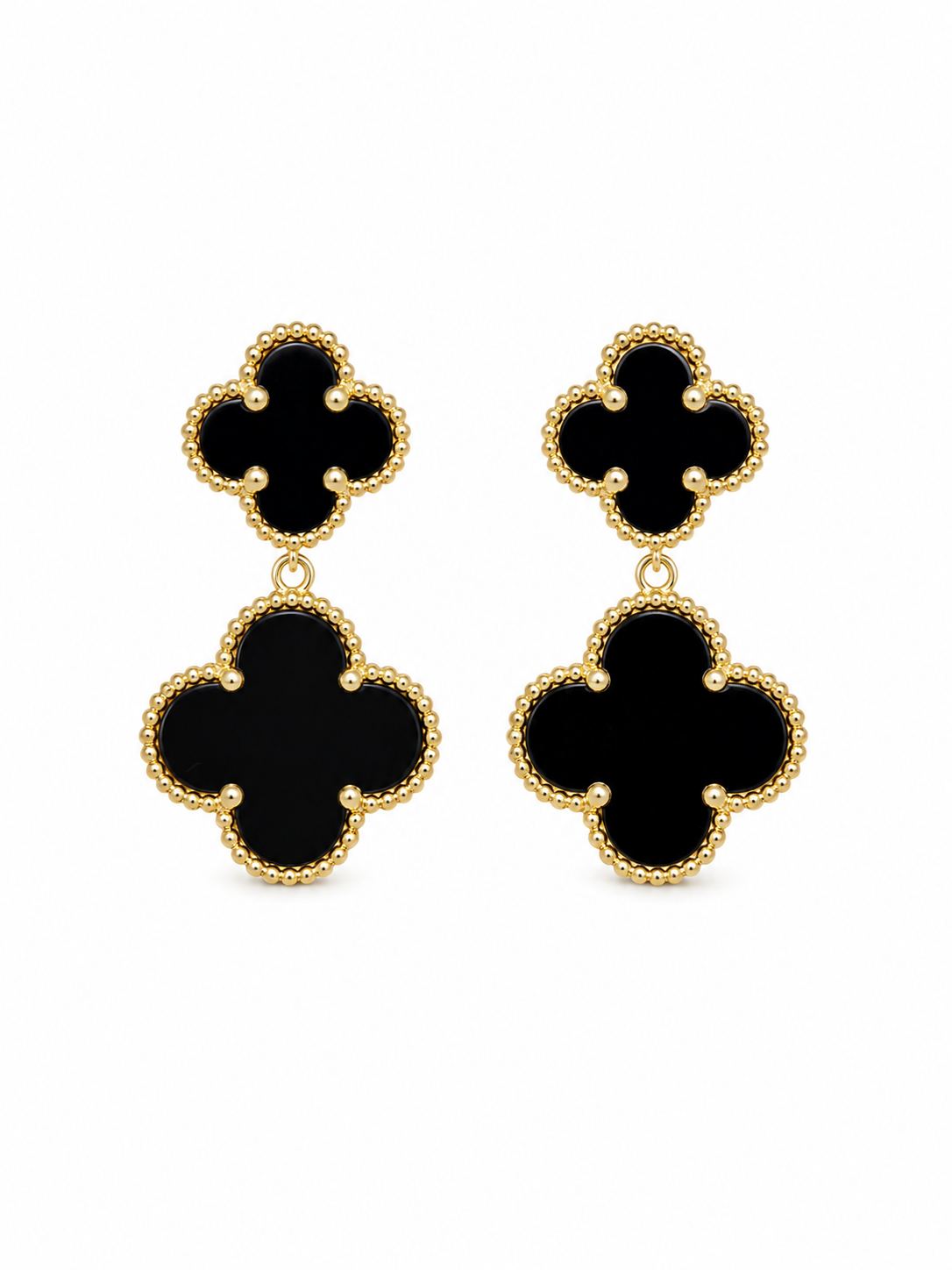 Black Double Link Earrings