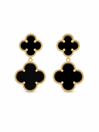 Black Double Link Earrings
