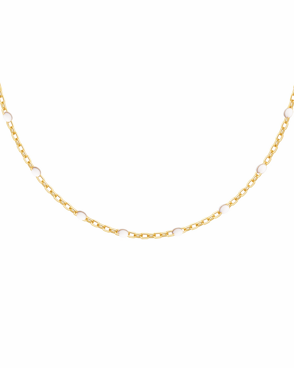 White Enamel Beads Chain
