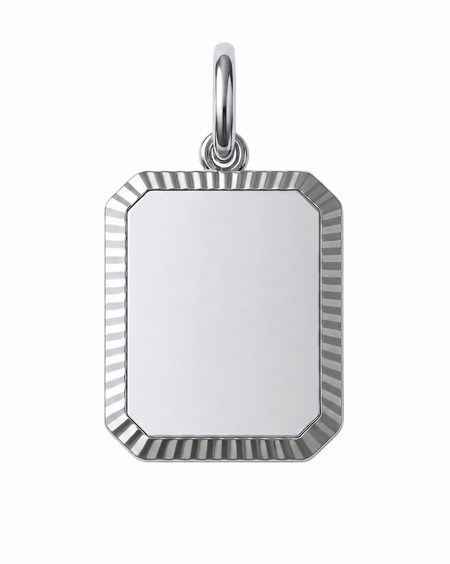 Forever Silver engraved pendant in rhodium-plated stainless steel — AM Luxury Jewelry