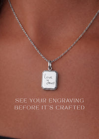 Forever Silver engraved pendant with matching cable chain — AM Luxury Jewelry