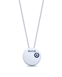 Evil Eye Disc Necklace silver