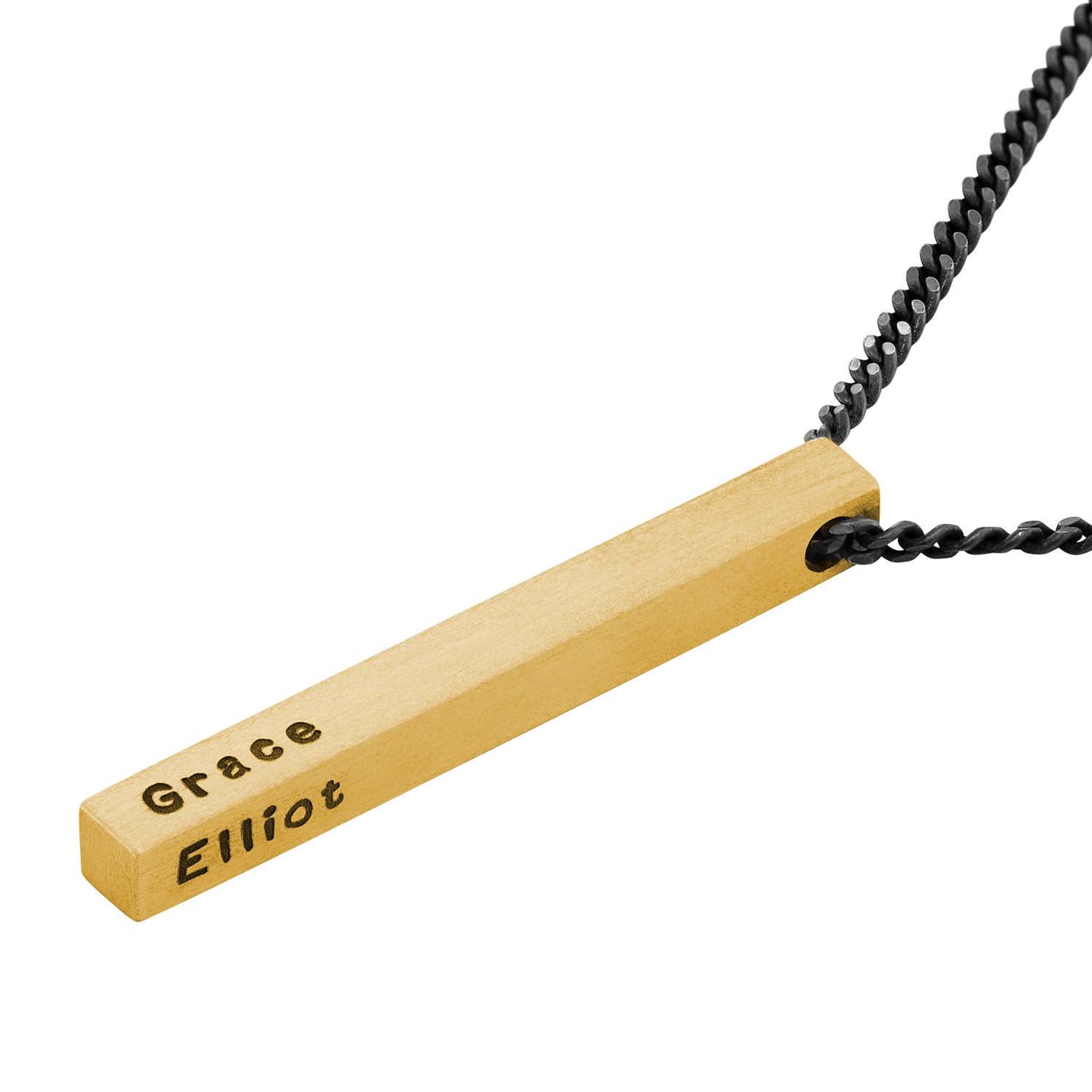 Gold 3D Bar With Black Cuban Necklace